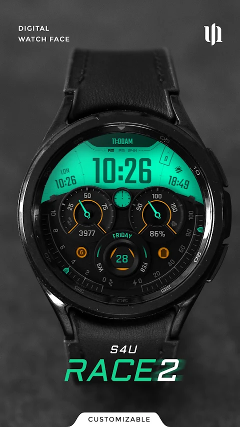 S4U Race2 – digital watch face screenshot