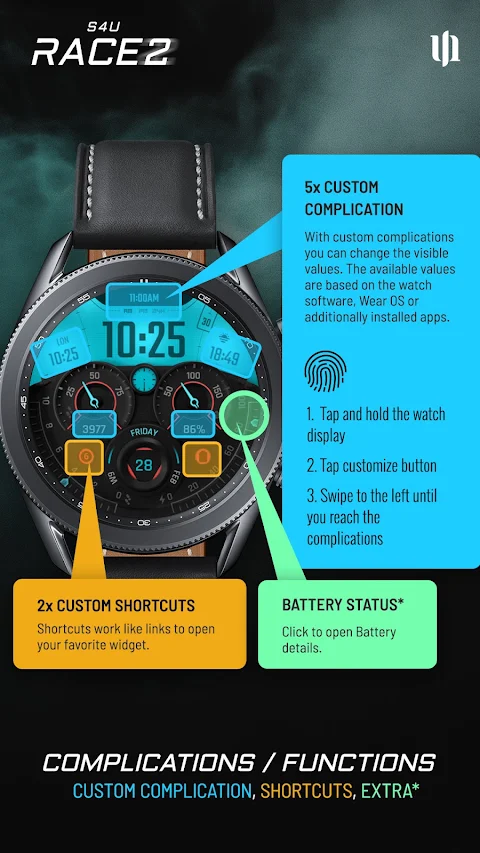 S4U Race2 – digital watch face screenshot