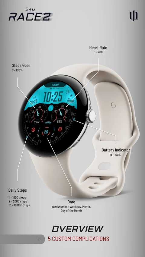 S4U Race2 – digital watch face screenshot