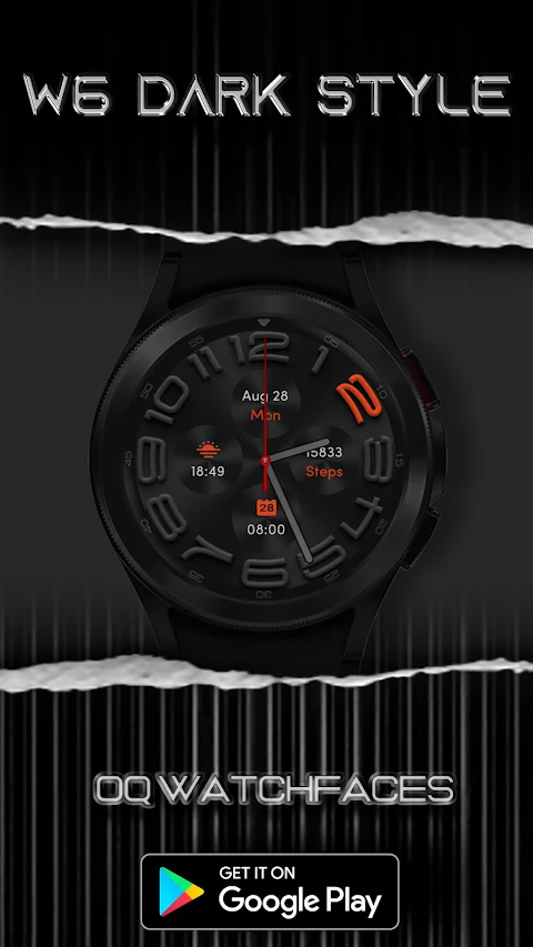 W6 Dark Style Wear OS 5+ screenshot