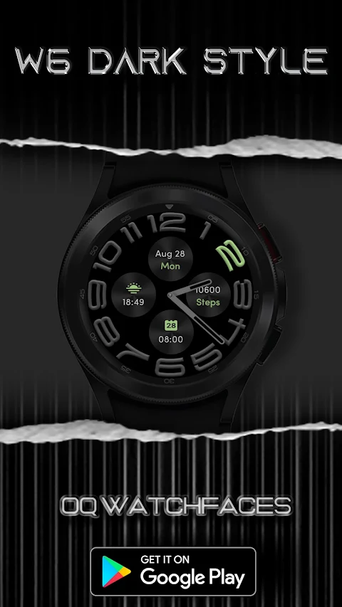 W6 Dark Style Wear OS 5+ screenshot
