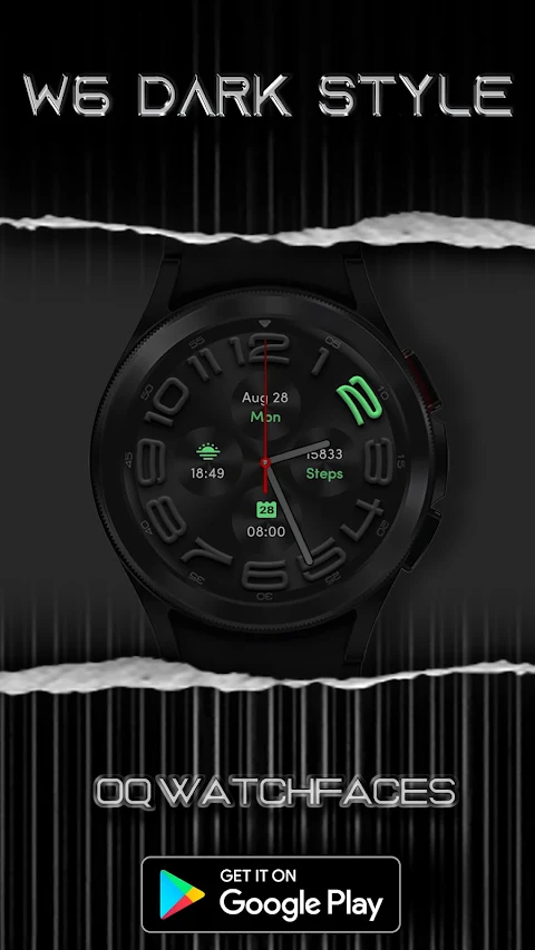 W6 Dark Style Wear OS 5+ screenshot