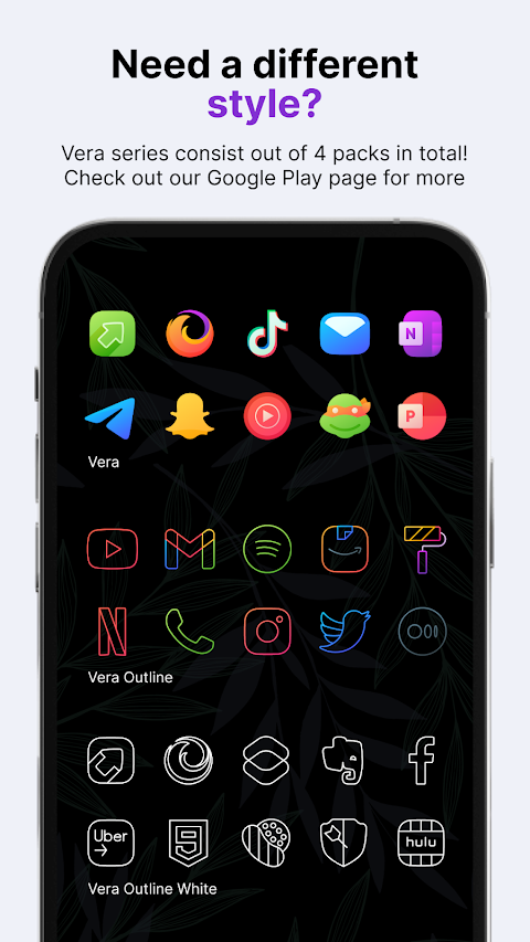 Vera Outline Black: Icon Pack screenshot