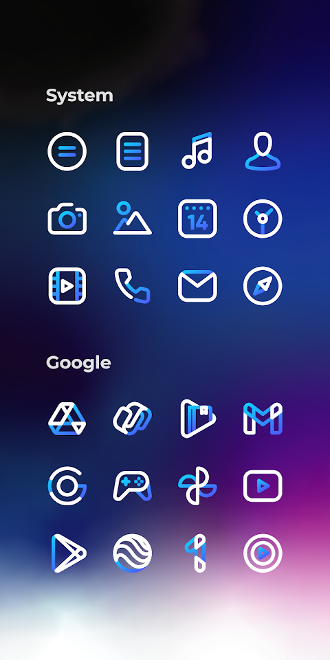 Aline Blue: linear icon pack screenshot