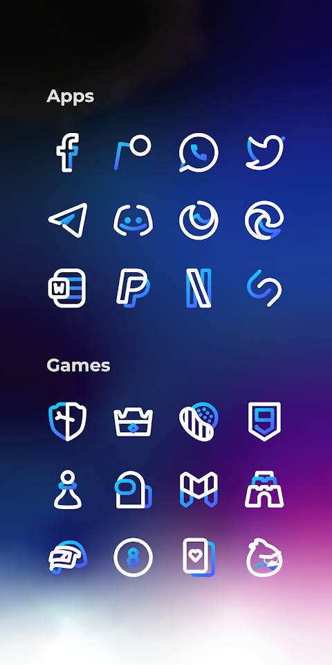 Aline Blue: linear icon pack screenshot