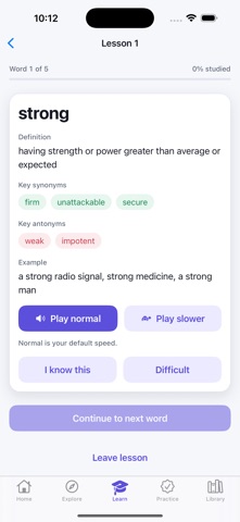 English synonyms antonyms screenshot