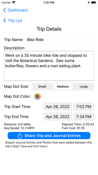 GPS Travel Journal screenshot