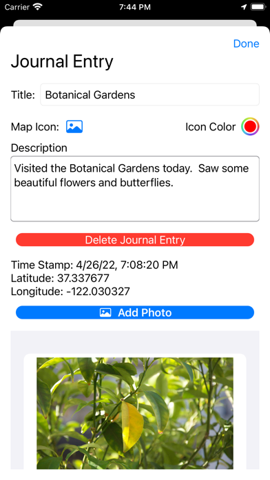 GPS Travel Journal screenshot