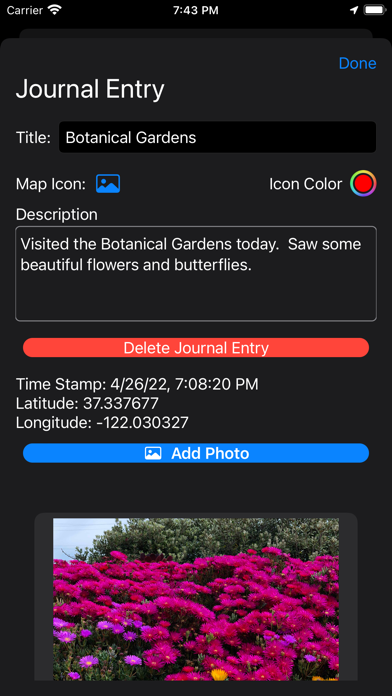 GPS Travel Journal screenshot