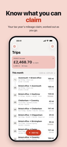 Mileage: Business Trip Tracker screenshot
