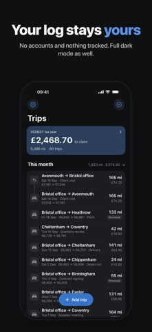 Mileage: Business Trip Tracker screenshot