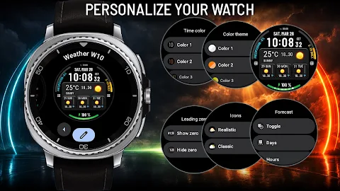 Weather watch face W10 screenshot