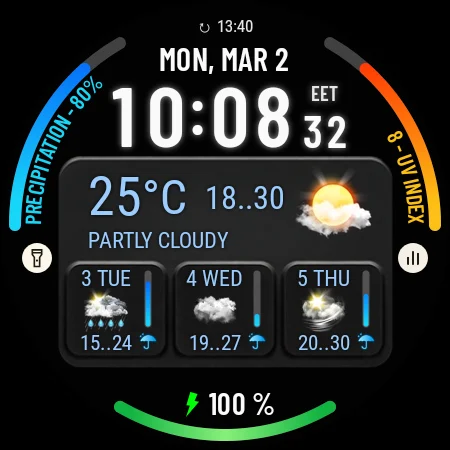 Weather watch face W10 screenshot