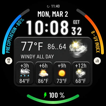 Weather watch face W10 screenshot