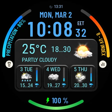 Weather watch face W10 screenshot