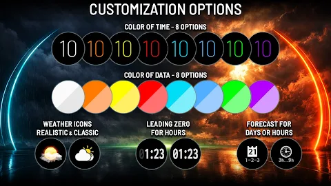 Weather watch face W10 screenshot