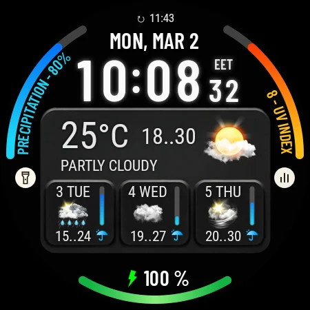 Weather watch face W10 screenshot