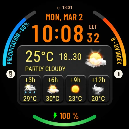 Weather watch face W10 screenshot