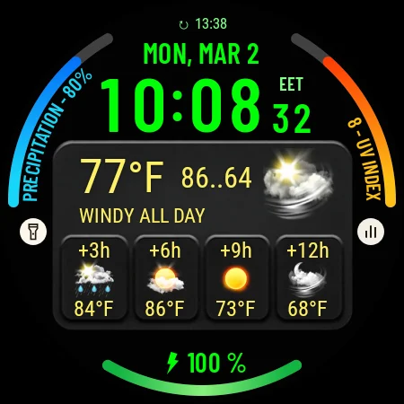 Weather watch face W10 screenshot