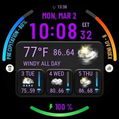 Weather watch face W10 screenshot