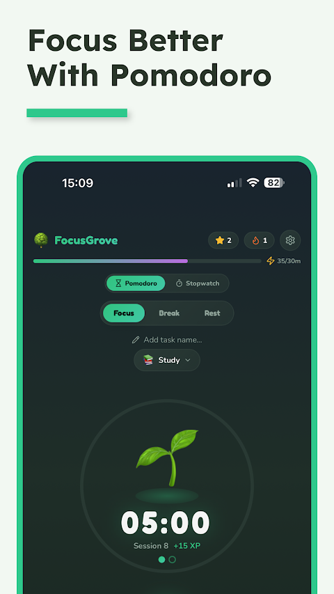 Focus Grove – Pomodoro Timer screenshot