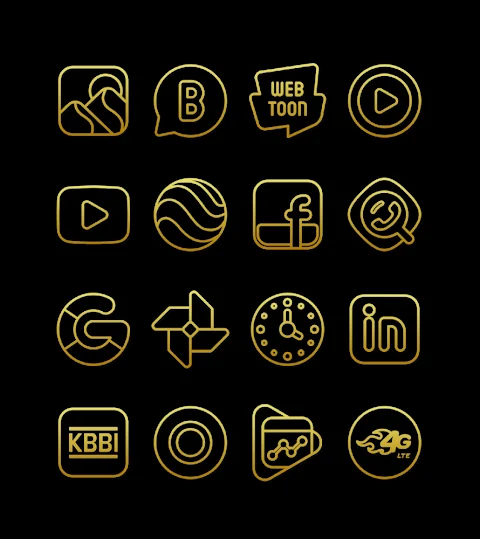 Outline Gold – Icon Pack screenshot