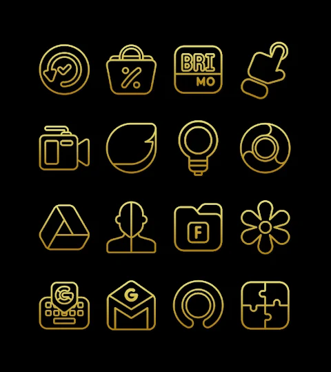 Outline Gold – Icon Pack screenshot