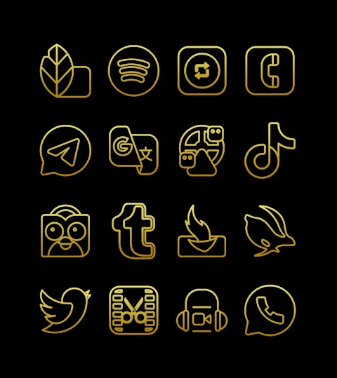 Outline Gold – Icon Pack screenshot