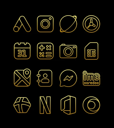 Outline Gold – Icon Pack screenshot