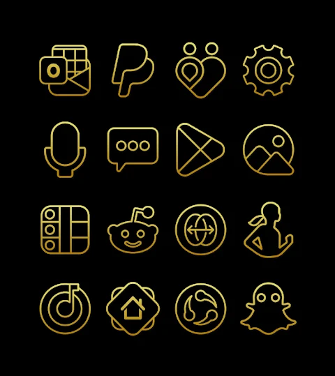 Outline Gold – Icon Pack screenshot