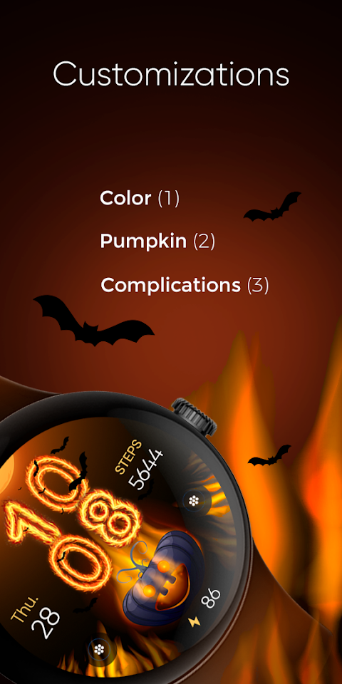 Halloween In Fire – Wear OS screenshot