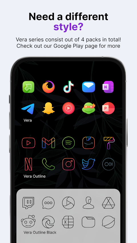 Vera Outline White Icon Pack screenshot