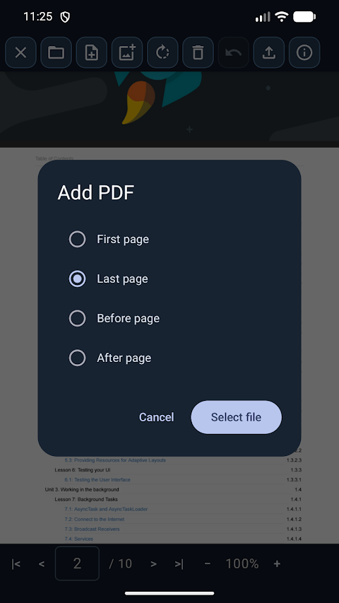 PDF viewer & export screenshot