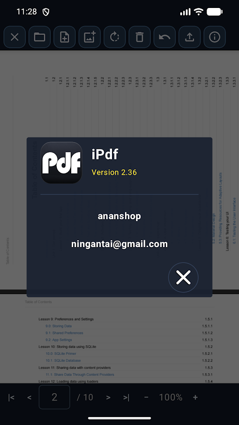 PDF viewer & export screenshot