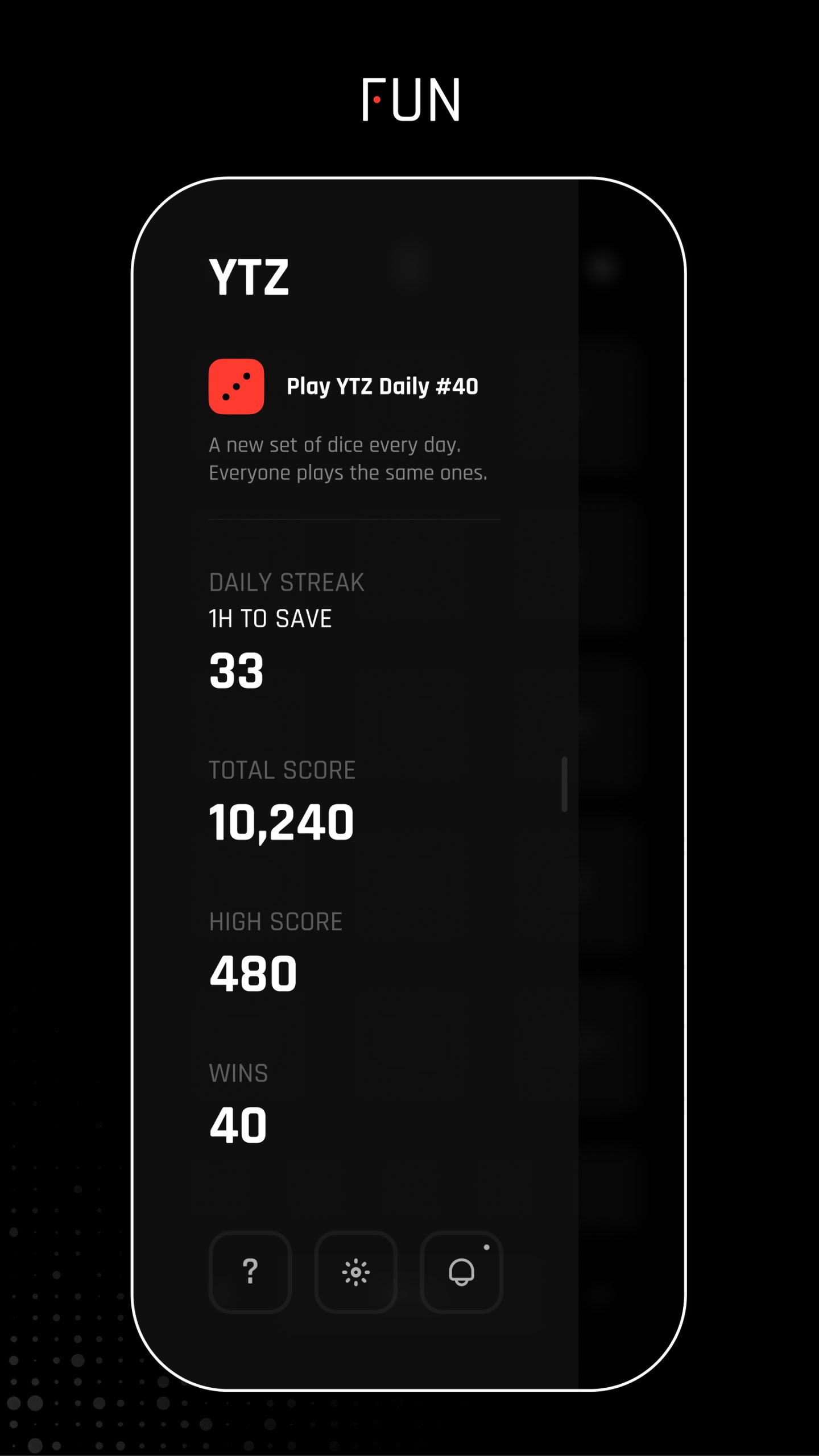 YTZ · A five-dice scoring game screenshot