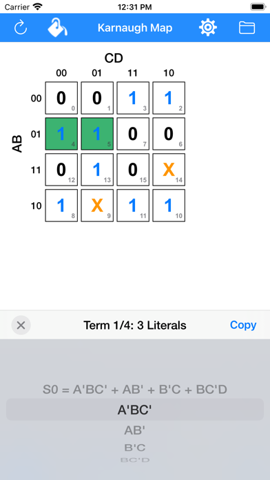 Karnaugh & Boolean Minimizer screenshot