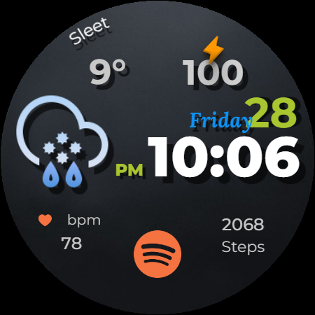 Digital watch face D34 screenshot