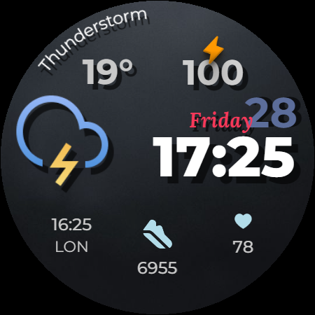 Digital watch face D34 screenshot