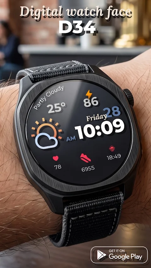Digital watch face D34 screenshot