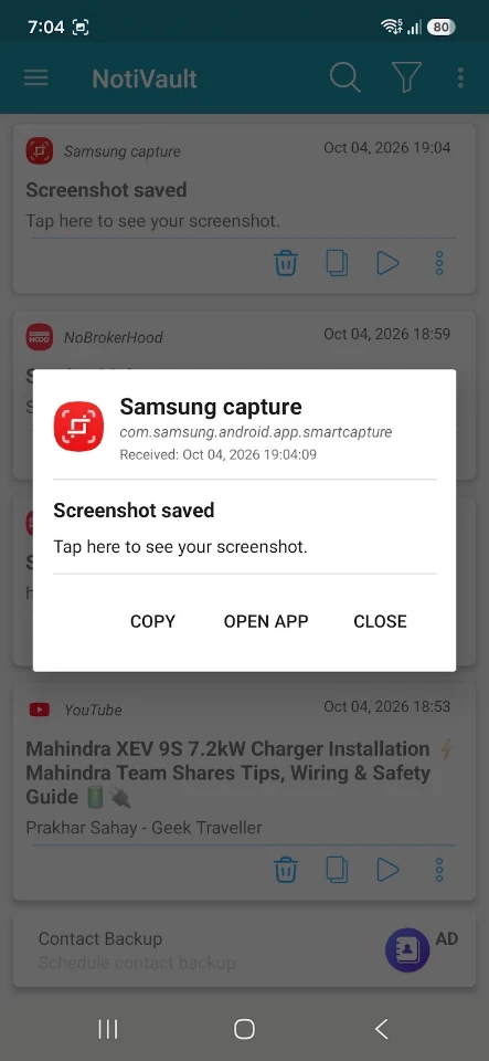 NotiVault – Notification log screenshot