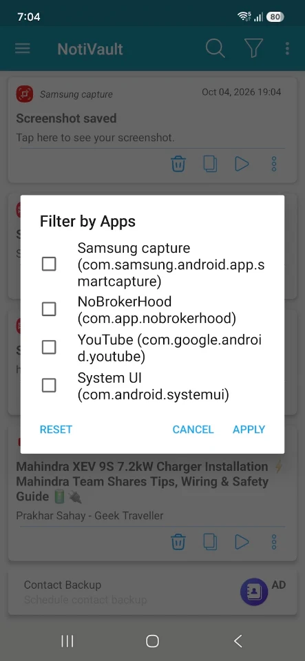NotiVault – Notification log screenshot