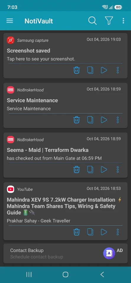 NotiVault – Notification log screenshot