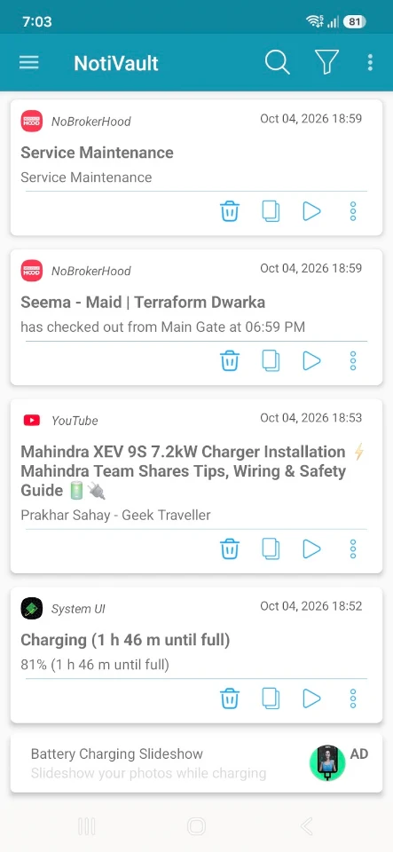 NotiVault – Notification log screenshot
