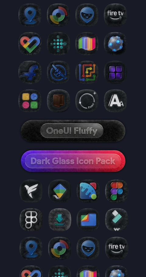 OneUI Fluffy Dark Glass Icons screenshot