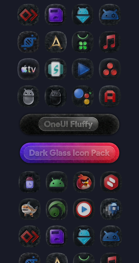OneUI Fluffy Dark Glass Icons screenshot