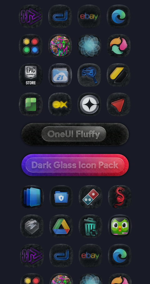 OneUI Fluffy Dark Glass Icons screenshot