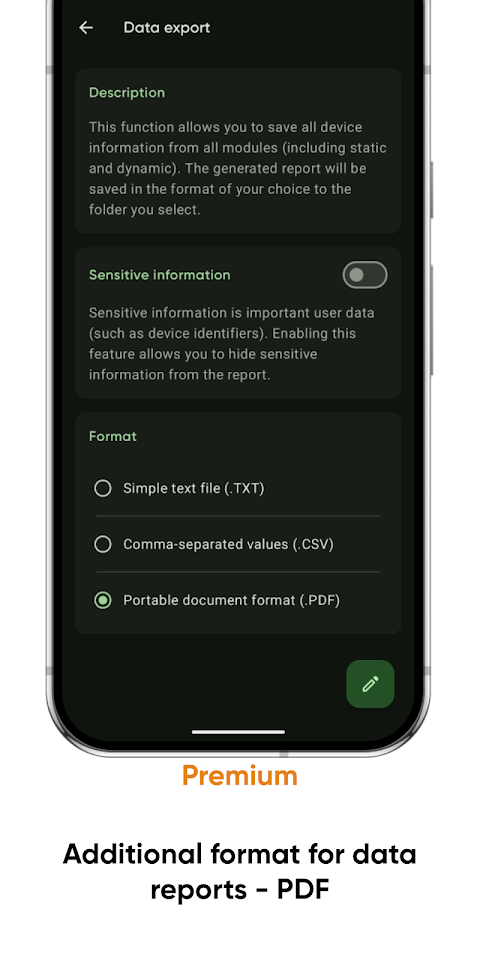 Castro Premium – system info screenshot