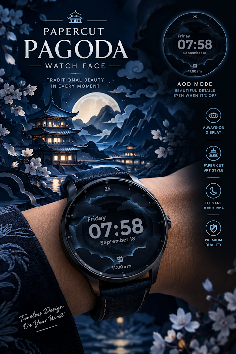 Papercut Pagoda: Watch Face screenshot