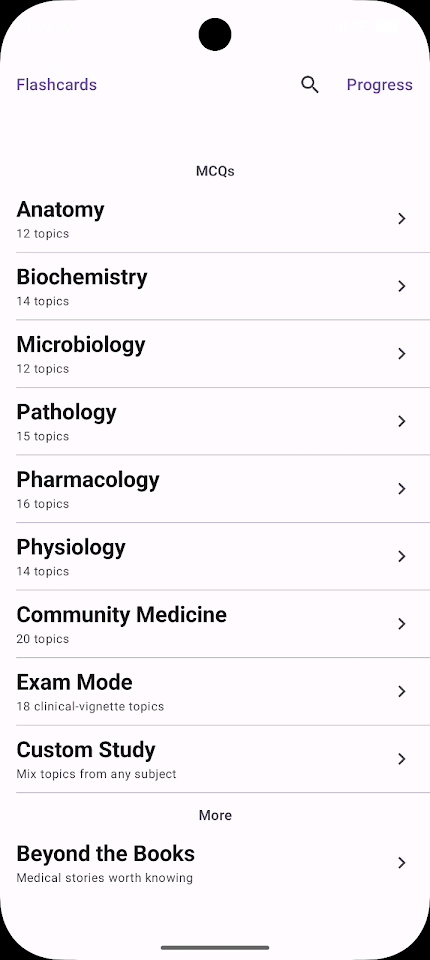 Preclinical MCQ screenshot
