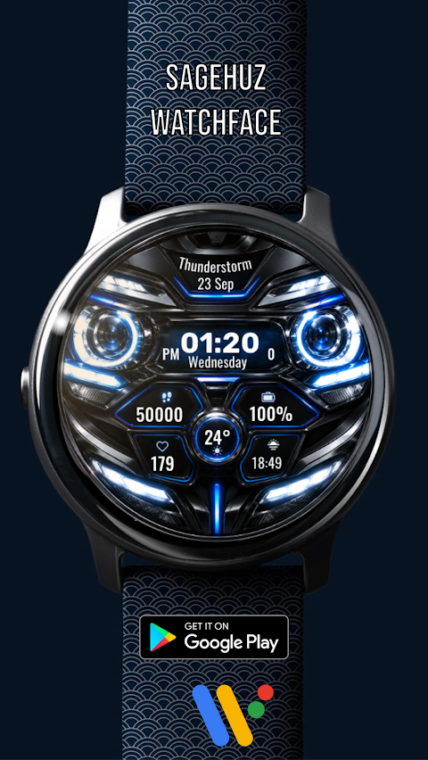 A009 Car Headlights Watchface screenshot